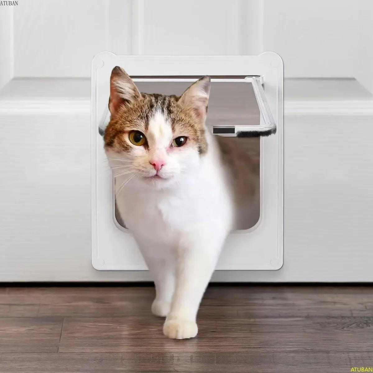 4-Way Cat Door - Magnetic Closure Indoor Pet Door for Cats up to 20lbs
