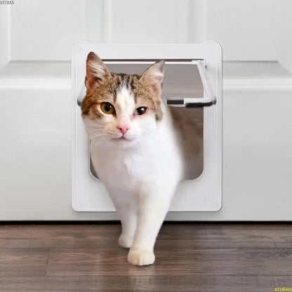4-Way Cat Door - Magnetic Closure Indoor Pet Door for Cats up to 20lbs
