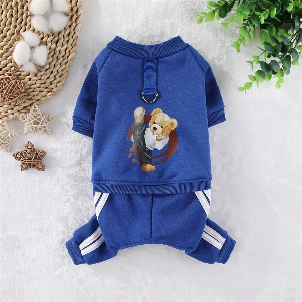 Dog Fleece Hoodie Jumpsuit | Warm Autumn Winter Sweatshirt for Puppies, Cats & Small Dogs