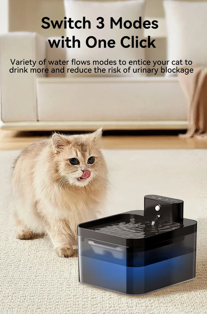 Smart Pet Water Fountain 2.2L - Wireless Automatic Dispenser with Infrared Sensor