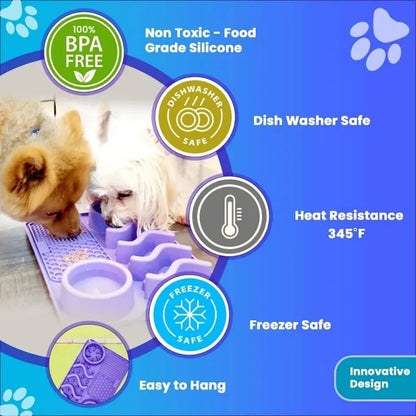 Slow Feeder Mat with Aluminium Bowl — Non-Toxic Silicone Anxiety & Boredom Relief for Dogs & Cats