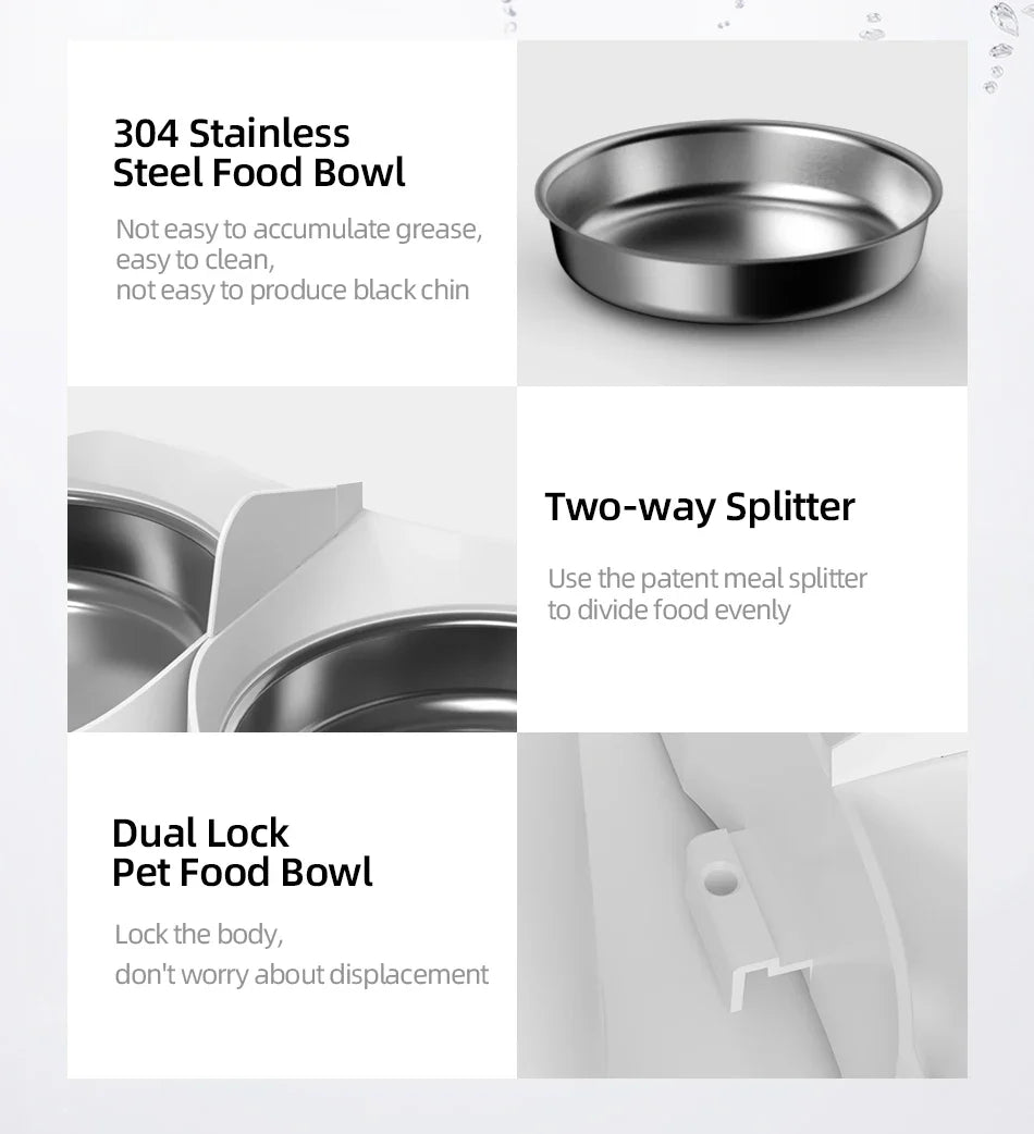 Stainless Steel Single & Double Bowl Accessories For 4L Automatic Pet Feeder Cat Food Dispenser Without Pet Feeder