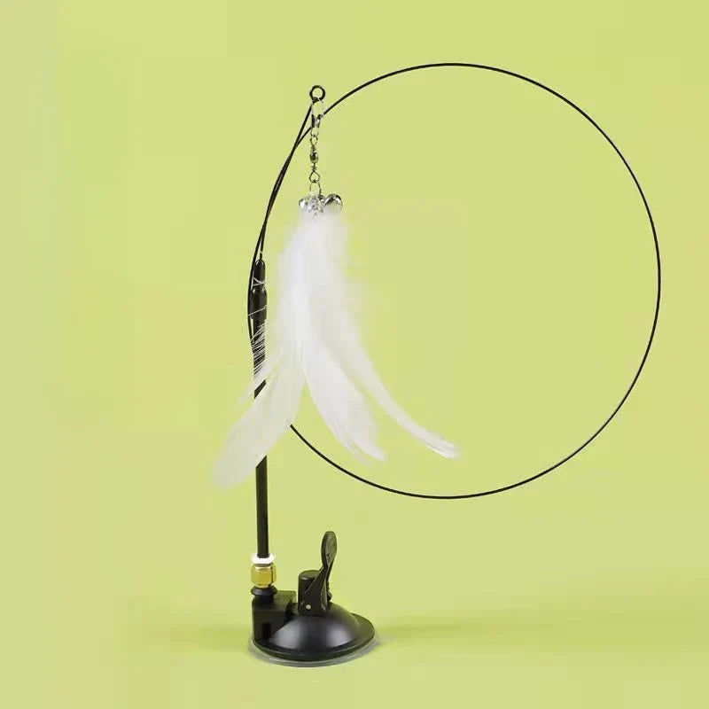 Hands-Free Suction Cup Cat Toy - Interactive Feather Wand Set