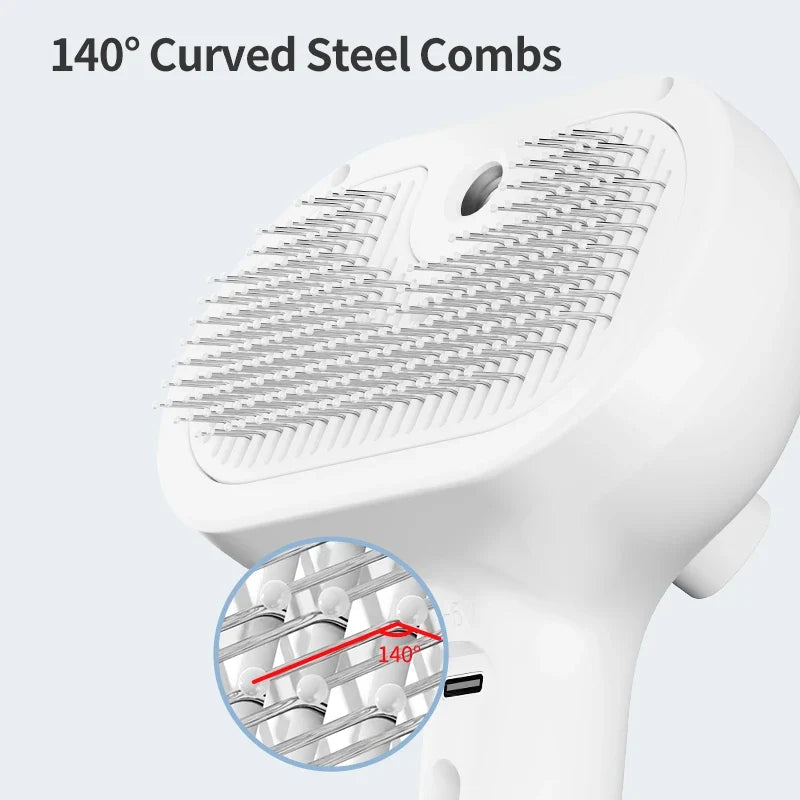 Steam Comb Pet Hair Brush — Electric Grooming Brush for Cats & Dogs