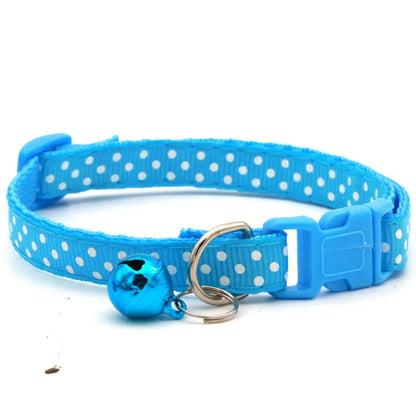 Adjustable Polka Dot Cat & Small Dog Collar with Bell
