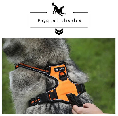 No-Pull Reflective Nylon Dog Harness for Strong Pullers