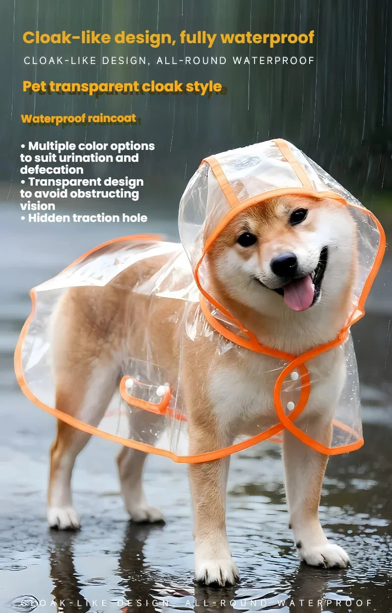 Transparent Waterproof Dog & Cat Raincoat Cape Poncho | Windproof Rain Coat for Small Dogs & Puppies