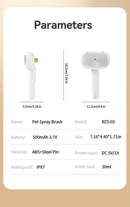 Electric Steam Spray Grooming Brush for Dogs & Cats