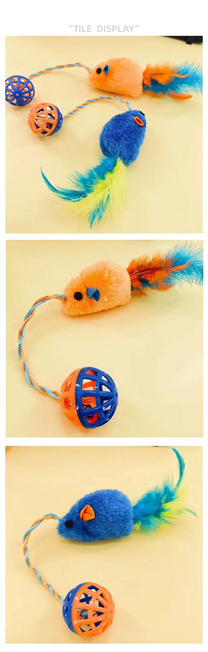 Plush Mouse & Bell Ball Interactive Cat Toy Set