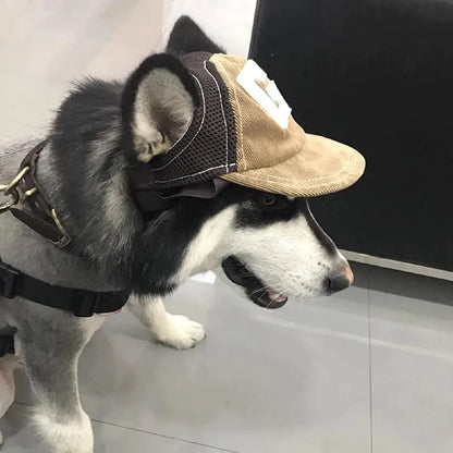 Dog Baseball Cap with Ear Holes - Adjustable Sunscreen Hat for Small and Large Dogs