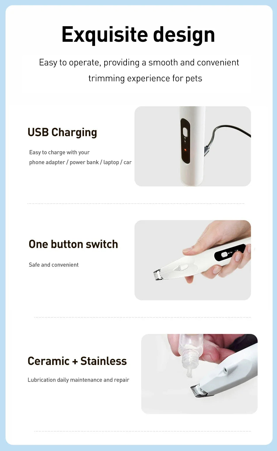 Professional Pet Hair Trimmer - Electric Dog Grooming Clippers