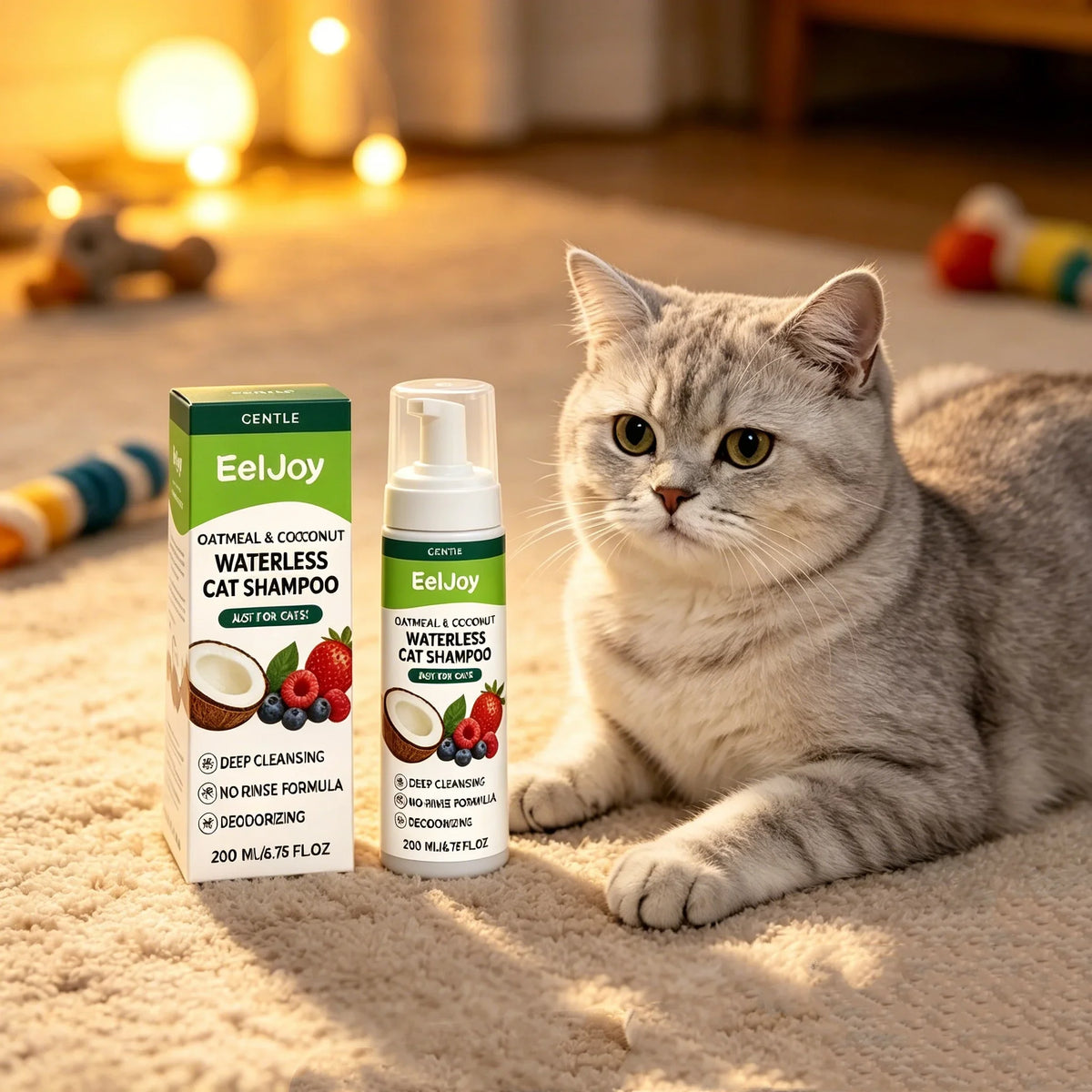 Coconut No-Rinse Dry Shampoo for Cats & Dogs — Sensitive Skin Foam Cleanser with Odour Control