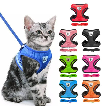 Breathable Mesh Vest Harness & Lead Set for Small to Medium Cats and Dogs