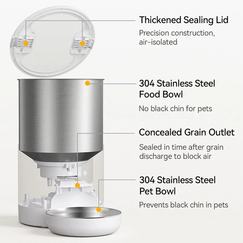 4.5L Smart Pet Feeder with Voice Recording & WiFi App Control