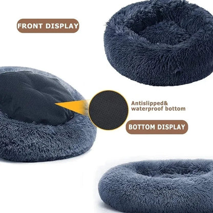 Round Plush Pet Bed — Washable Warm Basket for Dogs & Cats, 6 Sizes