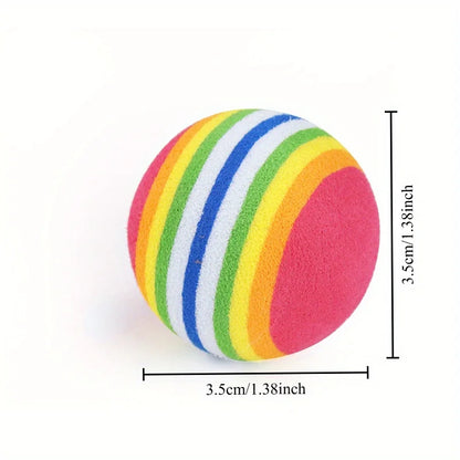 Rainbow Ball Cat Toys - Silent Elastic Balls Multi-Pack