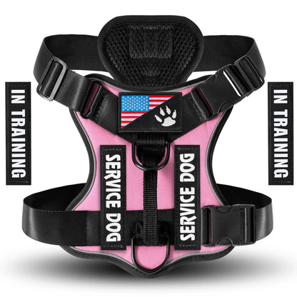 Reflective Service Dog Vest Harness with 5 Patches | Adjustable Soft Oxford Mesh Harness