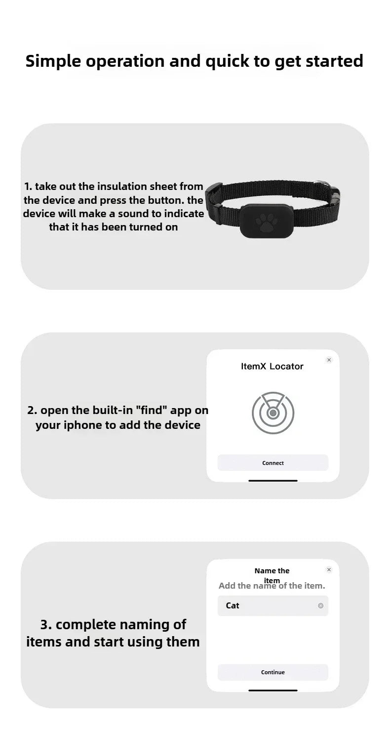 Apple Find My Mini Pet Collar Tracker — 90dB Alert for Cats & Dogs