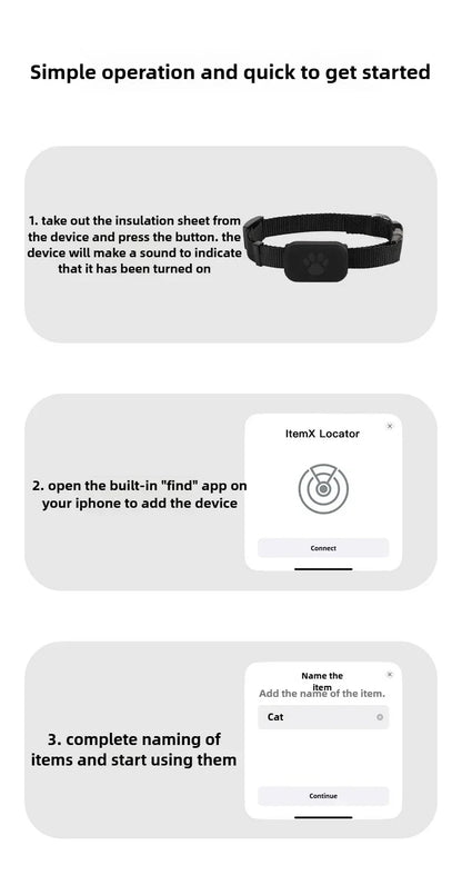 Apple Find My Mini Pet Collar Tracker — 90dB Alert for Cats & Dogs