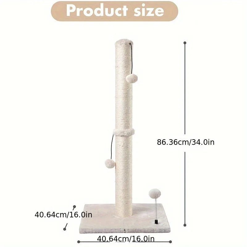 34-Inch Sisal Cat Scratching Post with Hanging Ball Toy