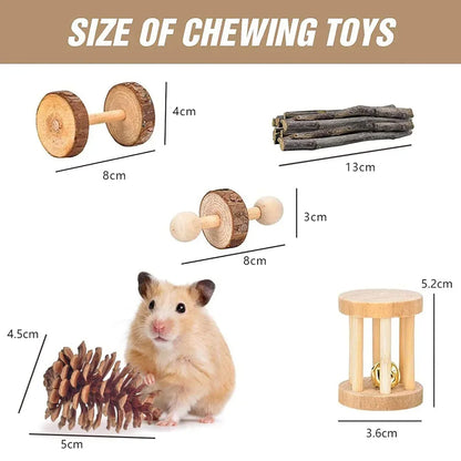 Wooden Molar & Play Toy Set for Small Pets