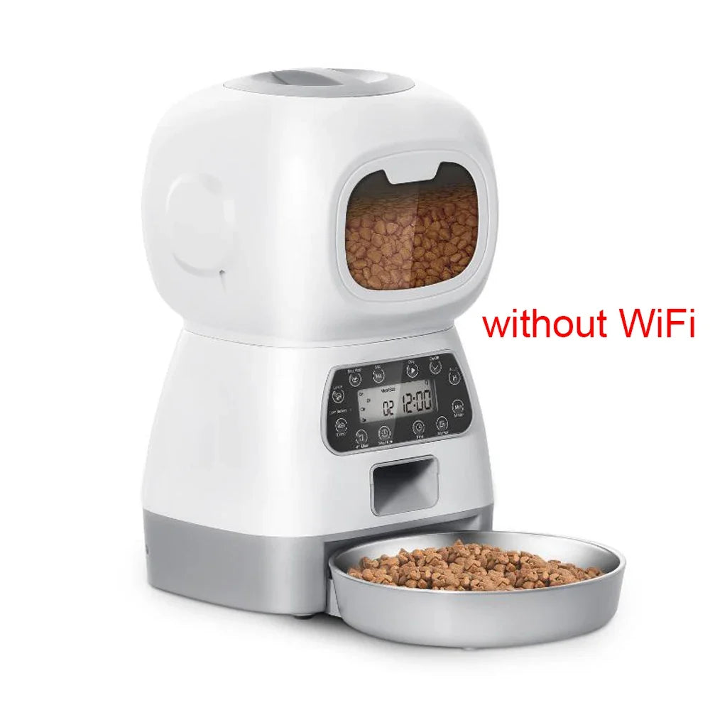 3.5L Smart Automatic Pet Feeder with Voice Recorder — Wi-Fi App or Key Control for Cats & Dogs
