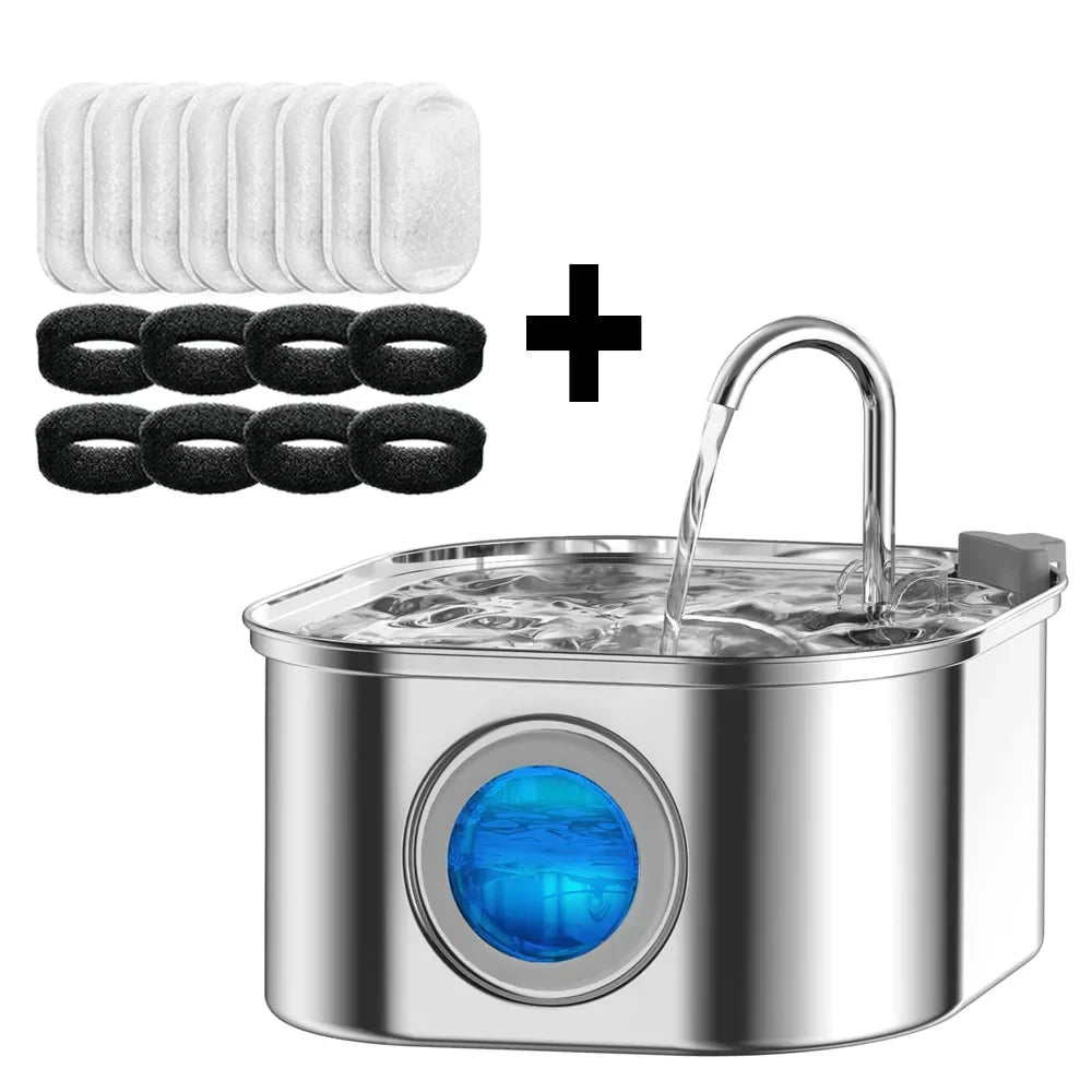 Stainless Steel Smart Pet Water Fountain with Sensor — 3.2L