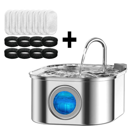 Stainless Steel Smart Pet Water Fountain with Sensor — 3.2L