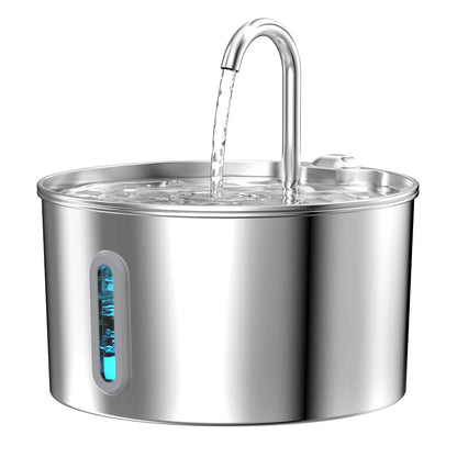 2.2L Stainless Steel Cat Water Fountain — Artesian Flow, Ultra-Quiet Pump & Filter