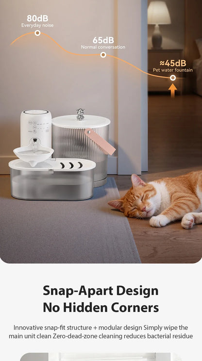 Wireless Smart Cat Water Fountain — 3L Tilting Dispenser with 2600mAh Battery & No-Filter Design