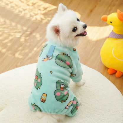 Fleece Dog & Cat Jumpsuit with Leash Ring | Soft Warm Autumn Winter Coat for Puppies to Large Dogs