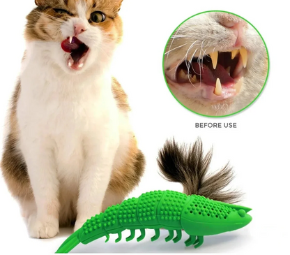 Interactive Cat Toothbrush Chew Toy - Durable Rubber Dental Care and Treat Dispenser