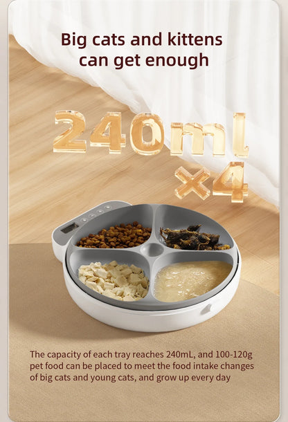 Automatic 4-Meal Pet Feeder with Freshness Control - Slow Feeding Bowl