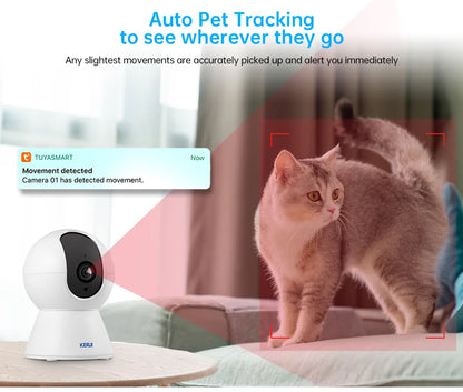 AI Auto-Tracking Pet Camera with 355° Pan-Tilt & Night Vision — 5MP or 8MP