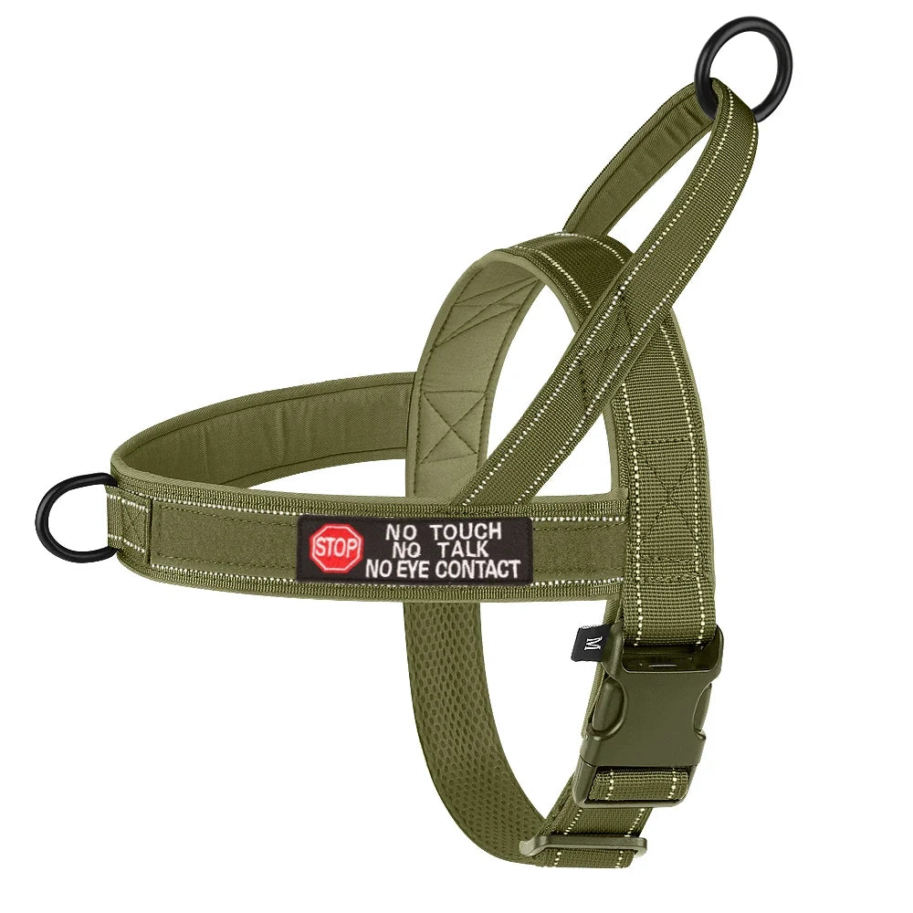 Tactical No-Pull Dog Harness - Reflective Nylon Vest for Training