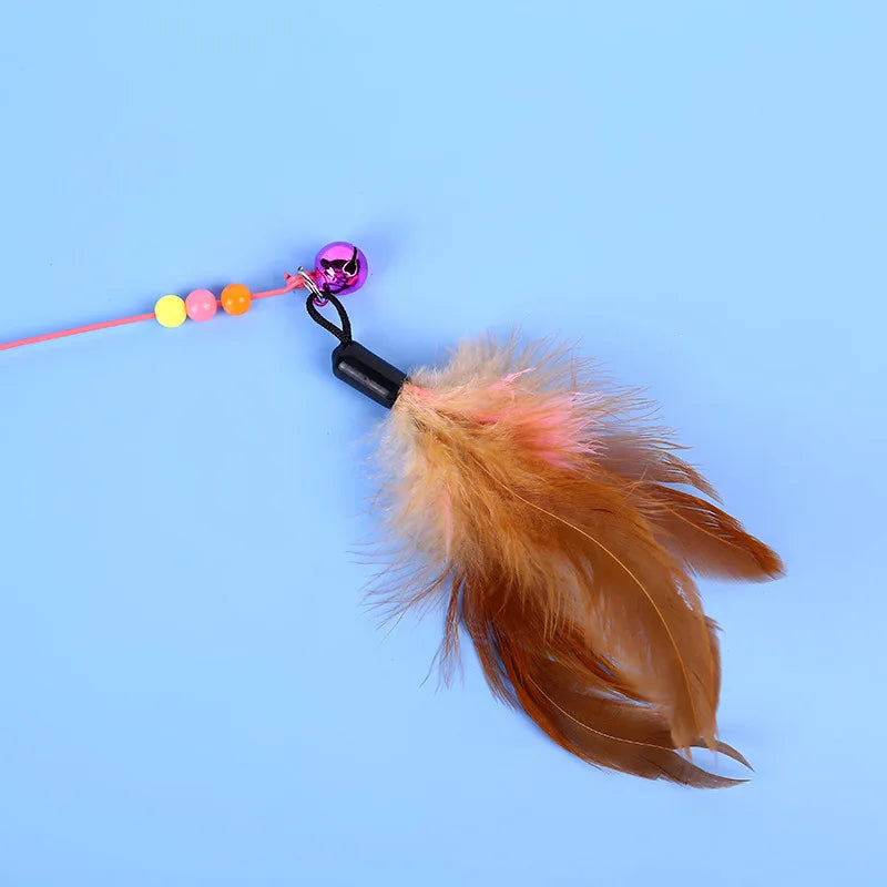 Interactive Feather Wand Cat Toy - Wire Teaser Stick