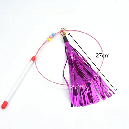 Interactive Feather Wand Cat Toy - Wire Teaser Stick for Kittens