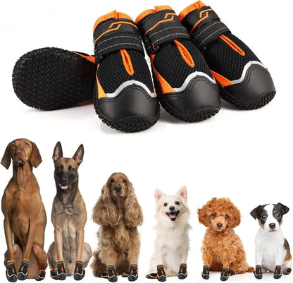 Breathable High-Cut Dog Boots for Hot Pavement & Summer Hiking | Set of 4