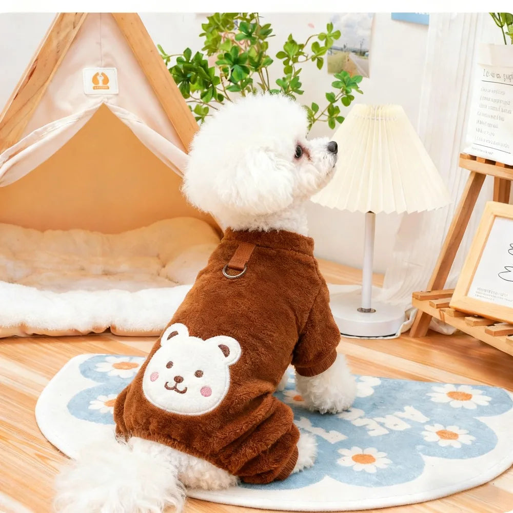 Soft Fleece Jumpsuit with Leash Ring for Small, Medium & Large Dogs & Cats