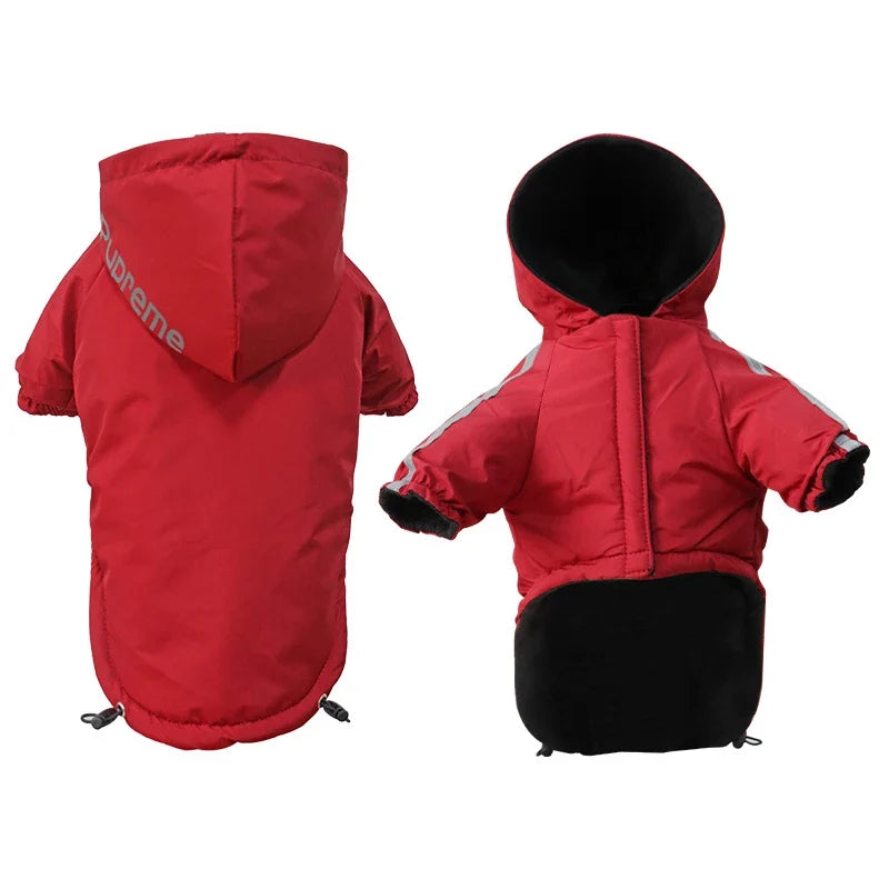 Waterproof Hooded Dog Jacket with Reflective Trim