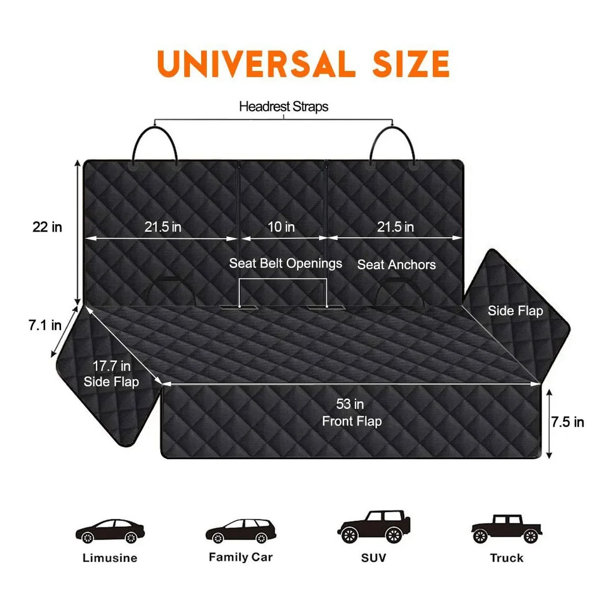 Waterproof Dog Car Seat Hammock Cover | Dirt-Resistant Back Seat Protector with Shoulder Straps