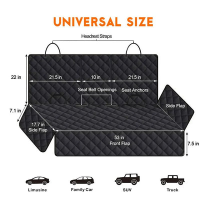 Waterproof Dog Car Seat Hammock Cover | Dirt-Resistant Back Seat Protector with Shoulder Straps
