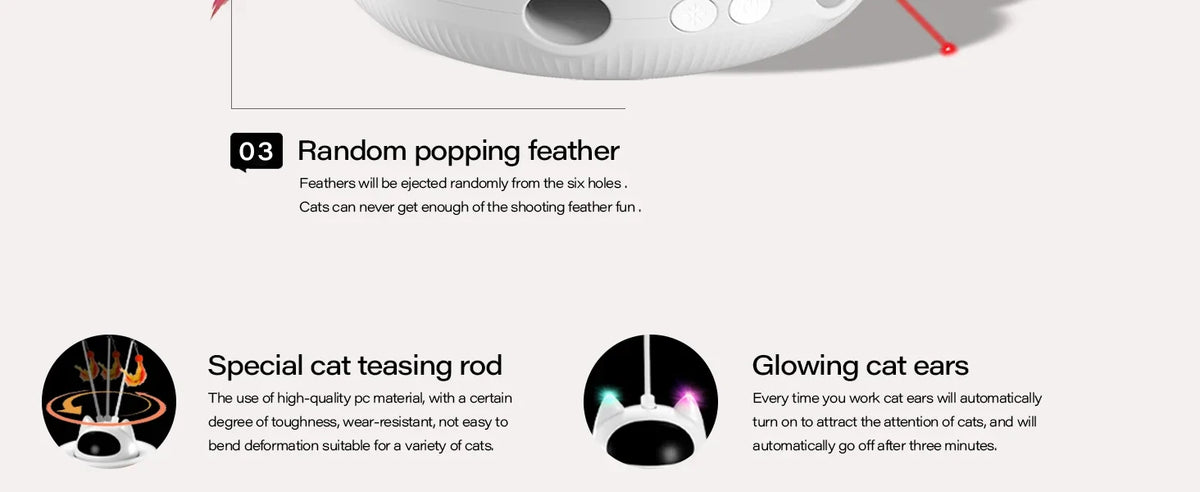 4-in-1 USB Rechargeable Interactive Cat Toy with Feather Wand & Ball