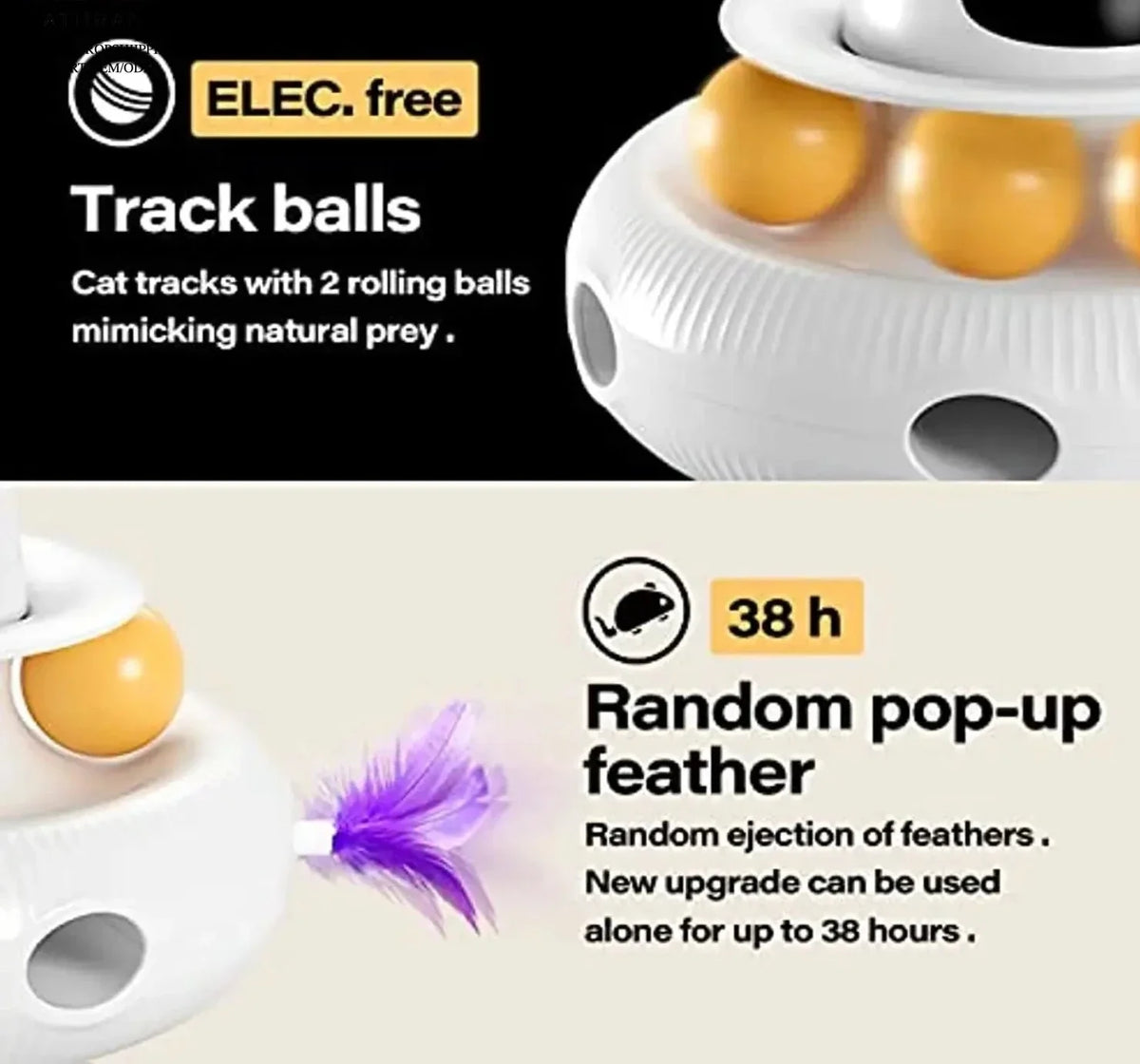 4-in-1 USB Rechargeable Interactive Cat Toy with Feather Wand & Ball
