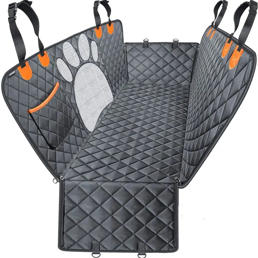 Dog Car Hammock Seat Cover | 100% Waterproof with Mesh Window, Side Zipper & Door Protector