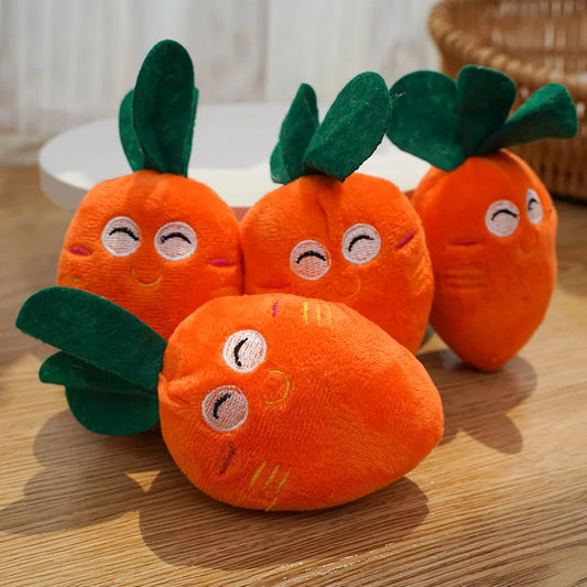 Plush Carrot Squeaky Toy for Cats & Small Dogs