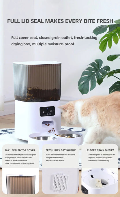 5L Smart WiFi Pet Feeder with Camera – App-Controlled Automatic Food Dispenser for Cats & Dogs