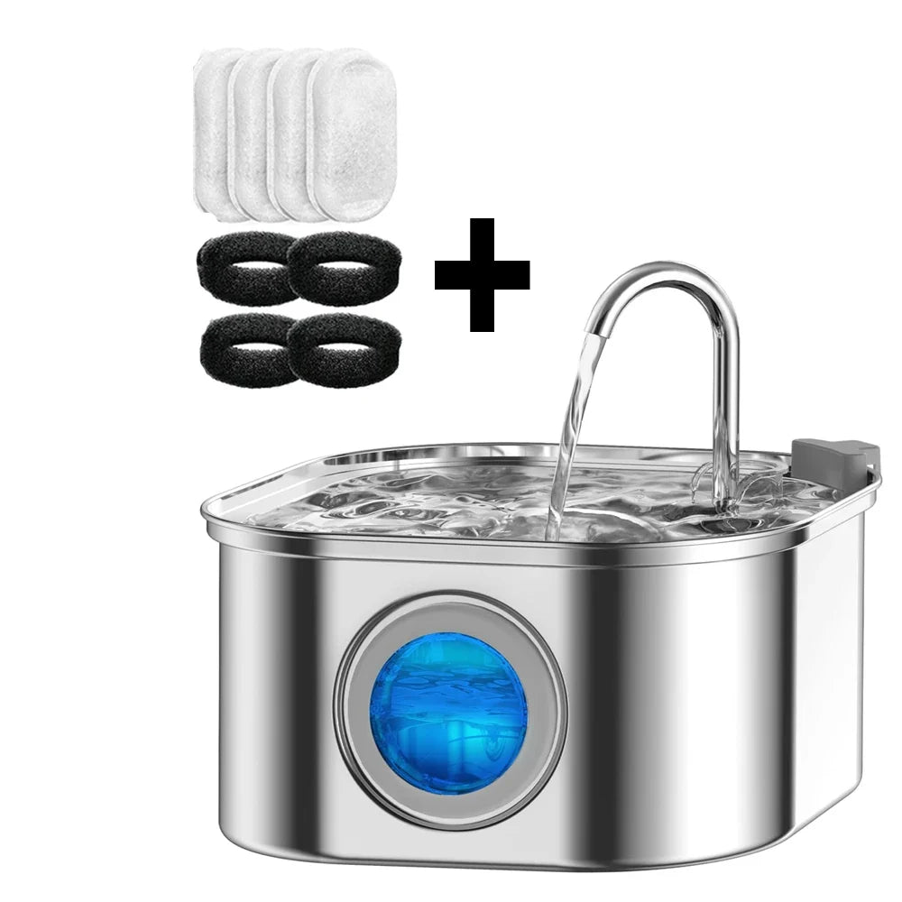 Stainless Steel Smart Pet Water Fountain with Sensor — 3.2L