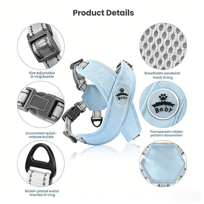Reflective X-Shape Dog Harness & Leash Set | Adjustable Quick-Release Vest for Small & Medium Dogs