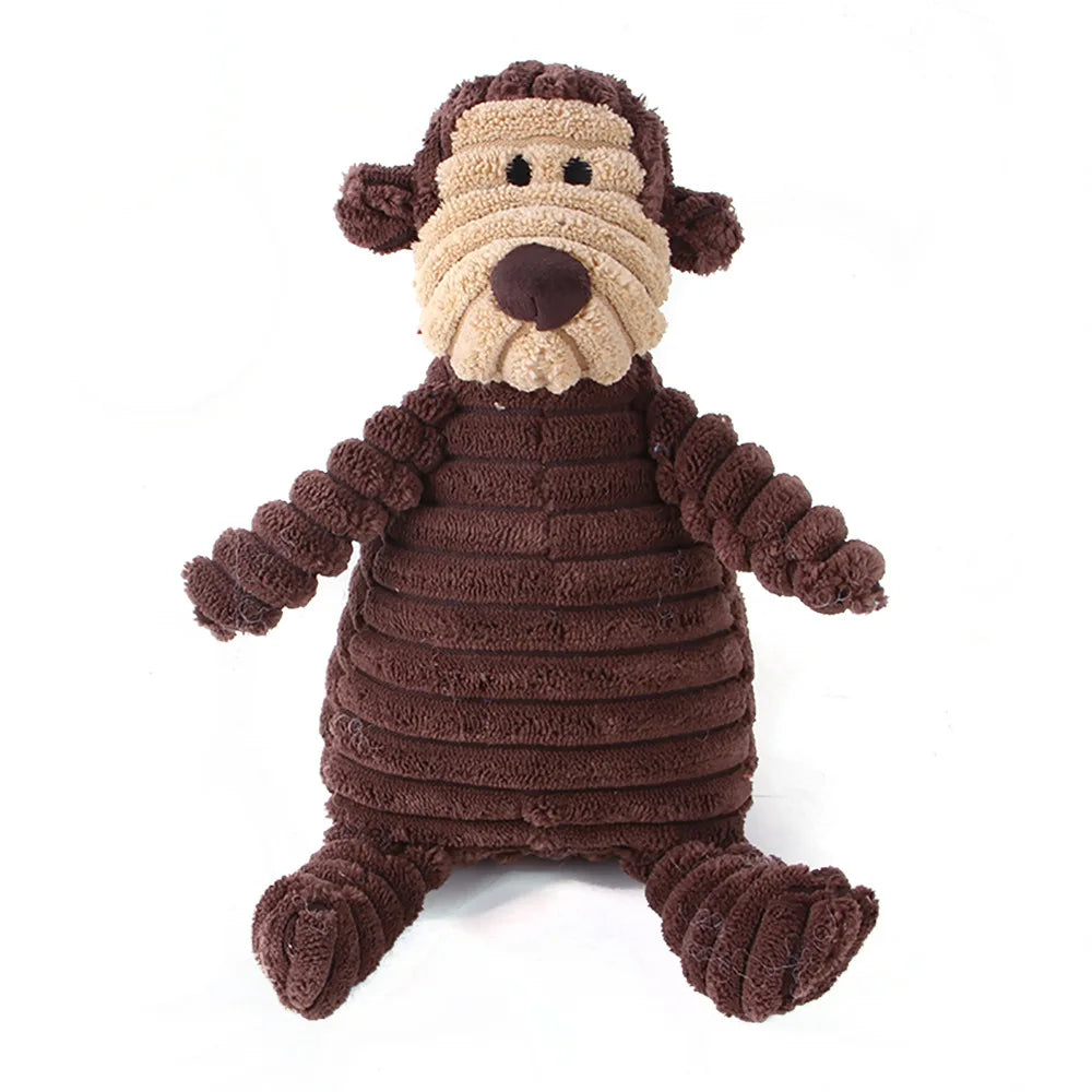 Corduroy Animal Squeaky Dog Toy - Bite Resistant